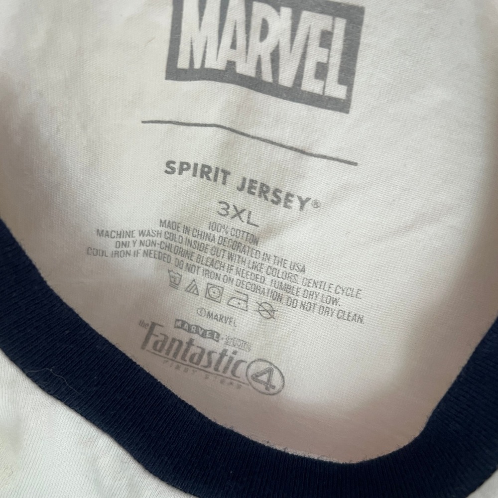 Spirit Jersey Fantastic 4 T-Shirt 3XL Mens Marvel Comic Ringer White Superhero - Picture 4 of 9